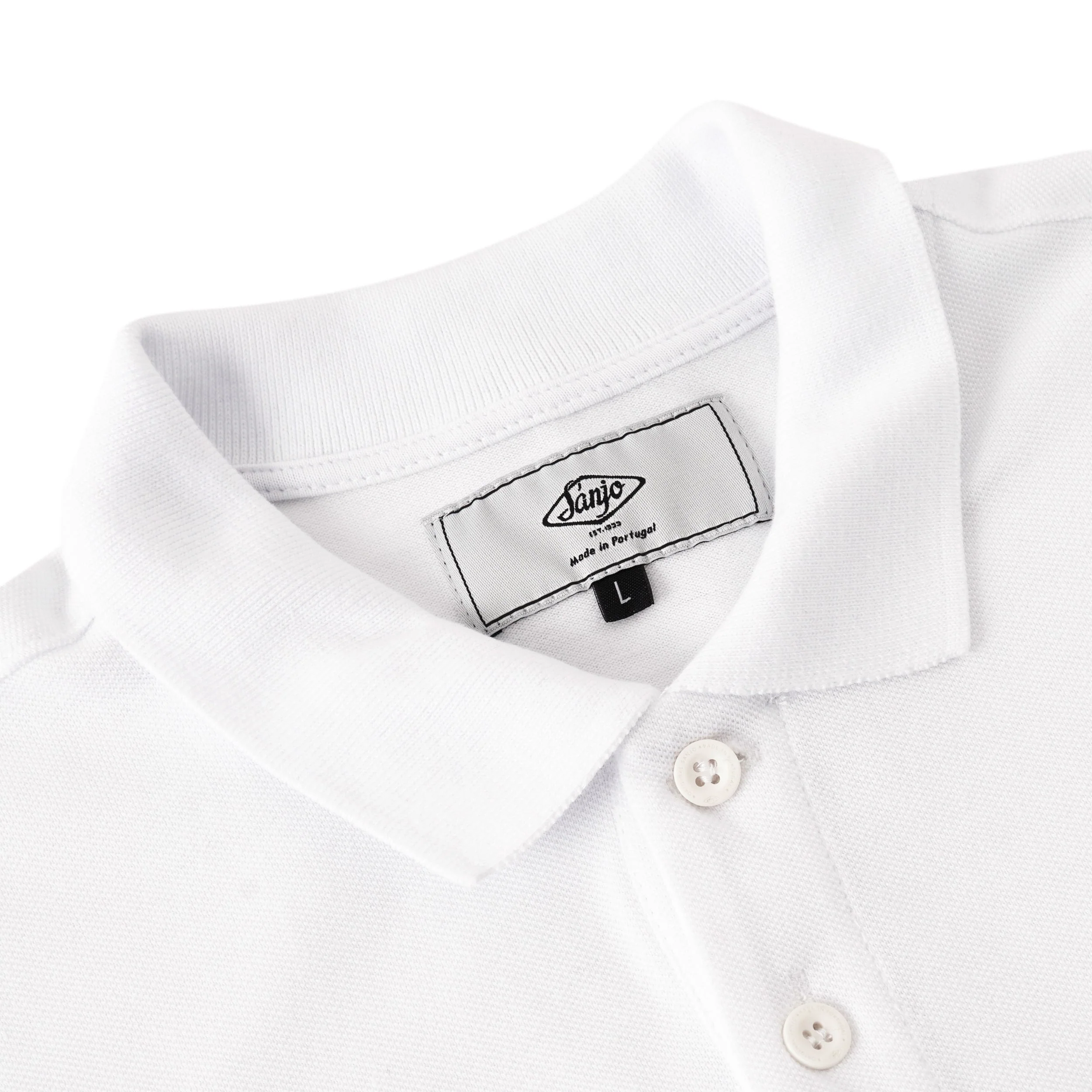 Sanjo Pique Patch Polo // White - Image 2