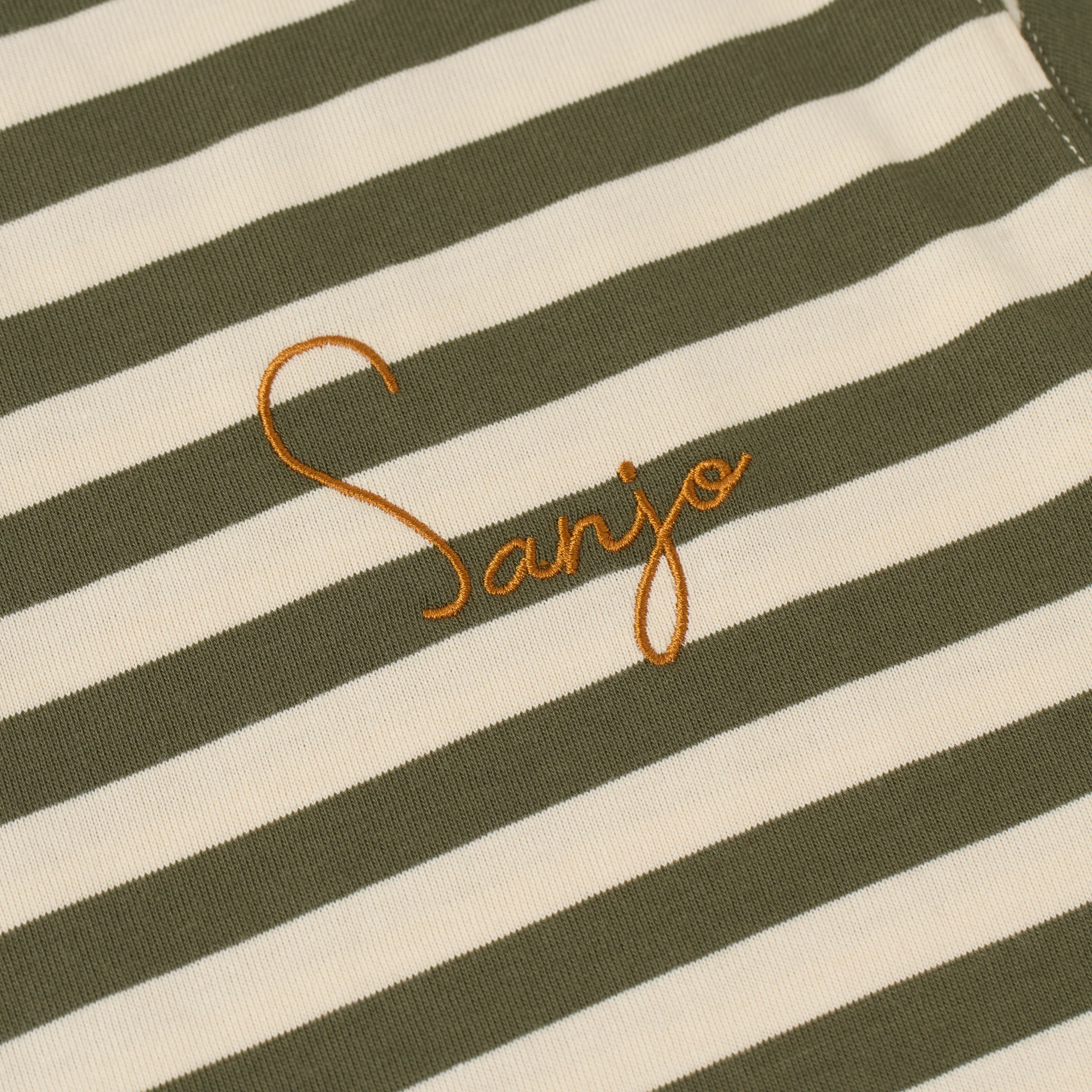 Sanjo Stripes 80 Crop Top // Kaki Ecru - Image 2