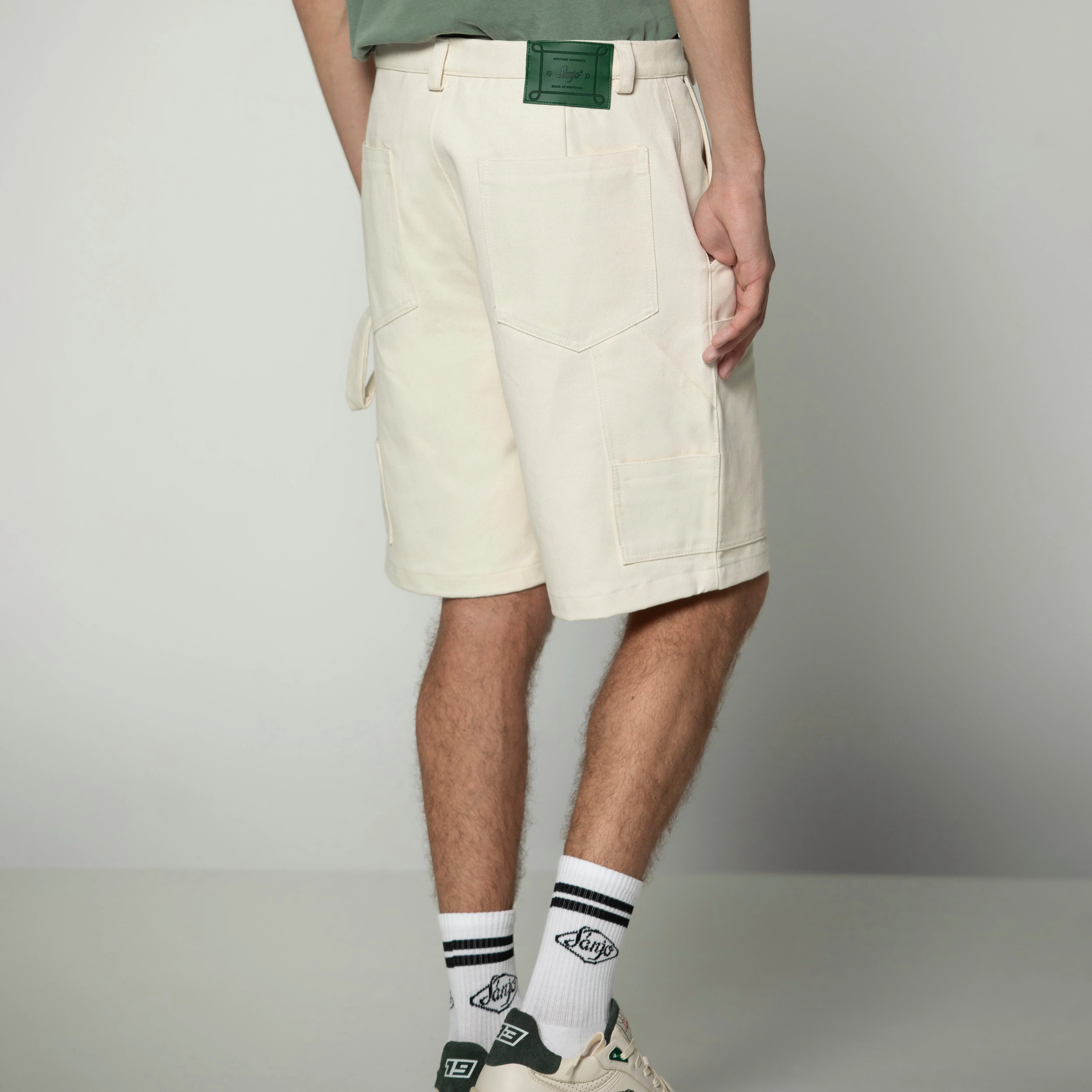 Sanjo Workwear Detail Shorts // Ecru - Image 3
