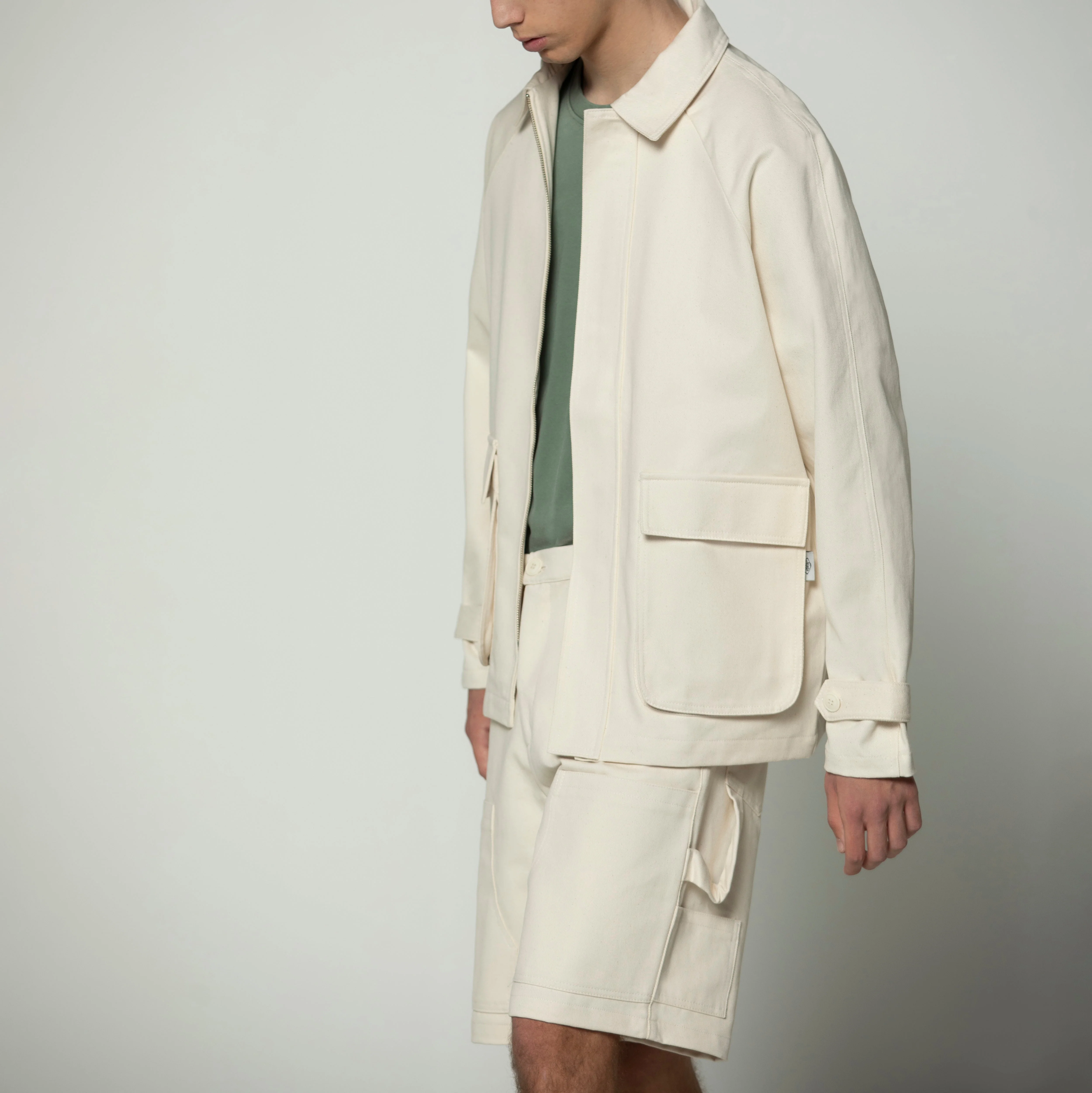 Sanjo Workwear Detail Shorts // Ecru - Image 4