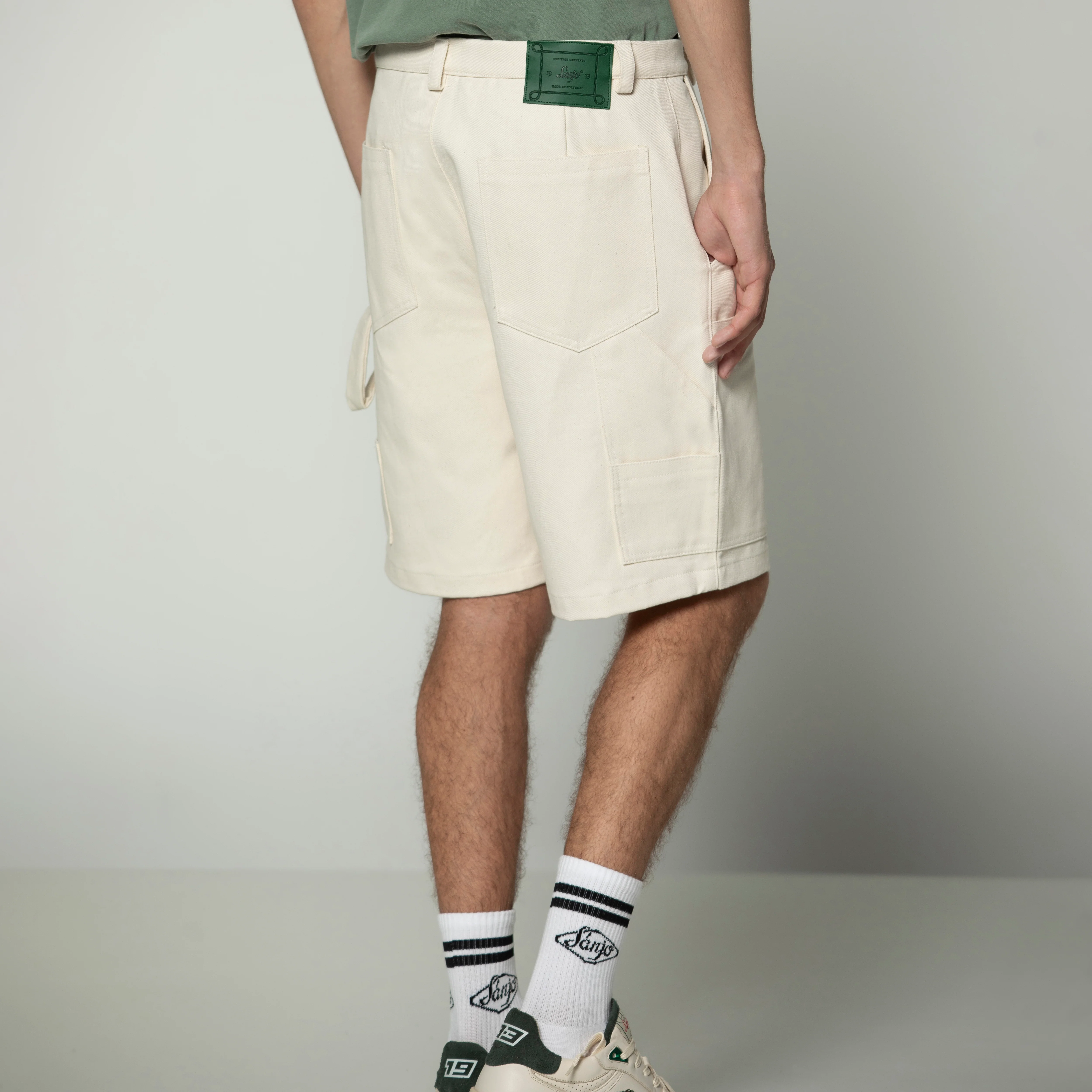 Sanjo Workwear Detail Shorts // Ecru - Image 7