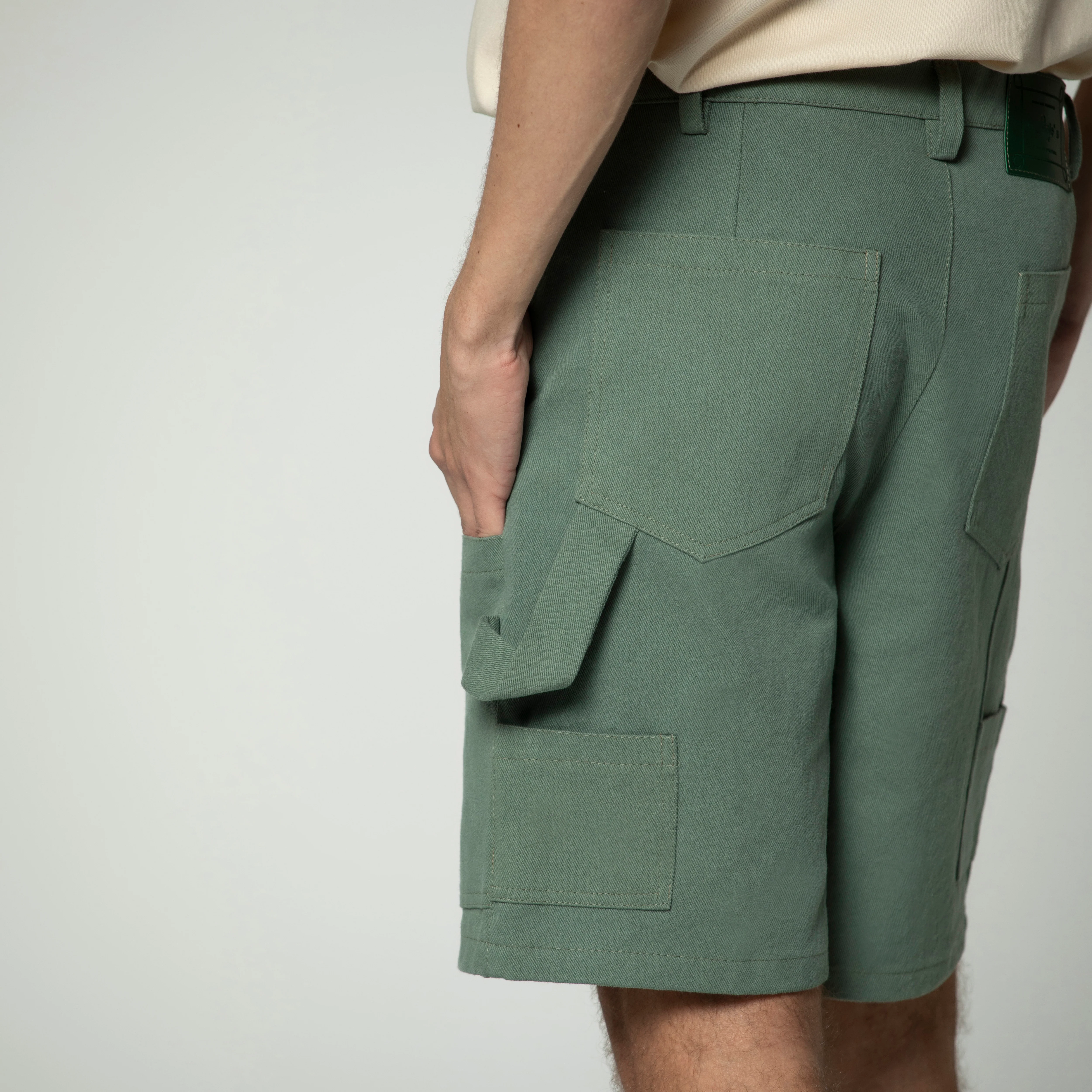 Sanjo Workwear Detail Shorts // Green - Image 7