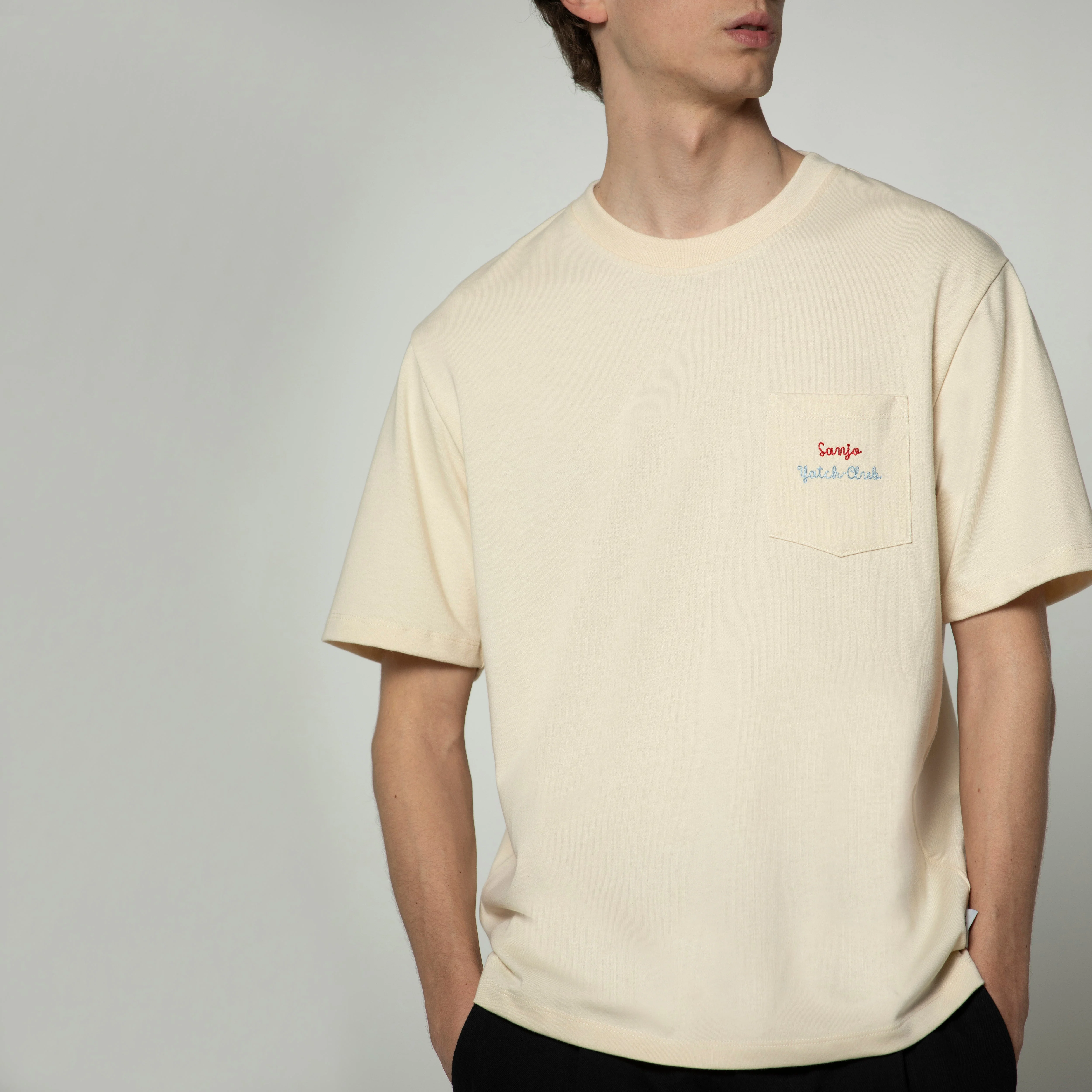 Sanjo Yatch-Club Pocket T-shirt // Ecru - Image 3